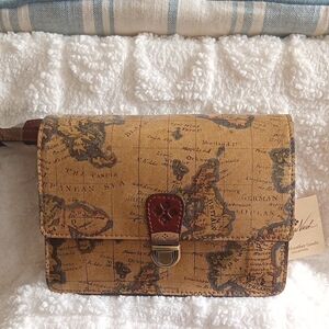 Patricia Nash Brown Map Print Crossbody Bag